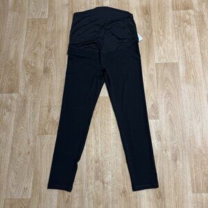 ISABEL MATERNITY LEGGINGS CROSSOVER PANEL OVER BELLY STRETCH ANKLE BLACK NEW